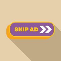 Skip ad button inviting user to skip advertisement vector