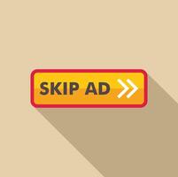 Skip ad button inviting user to skip advertisement vector