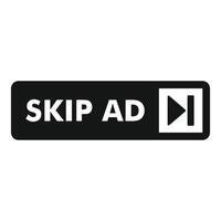 Skip ad button allowing users to bypass commercials vector