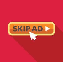 Mouse cursor clicking skip ad button, avoiding online advertisement vector