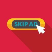 Mouse cursor clicking skip ad button, avoiding online advertisement vector