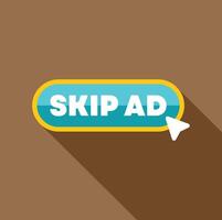Mouse cursor clicking skip ad button, avoiding online advertisement vector