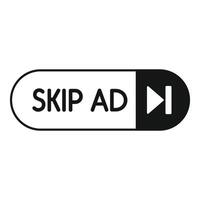 Skip ad button invites viewers to bypass commercials vector