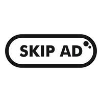 Skip ad button showing time to skip advertisement vector