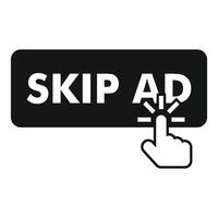 Finger pressing skip ad button on black background vector