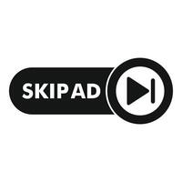 Skip ad button invites viewers to bypass commercials vector