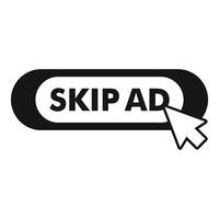 Mouse cursor clicking skip ad button, avoiding online advertising vector