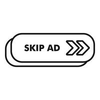 Skip ad button showing fast forward symbol for online advertisement vector