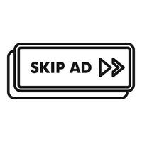 Skip ad button showing a rectangular outline with arrows pointing to the right vector
