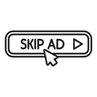 Cursor clicking skip ad button, online advertisement control vector