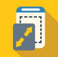 Mobile application interface showing expand feature with arrows and dotted lines vector