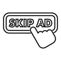 Hand clicking skip ad button, advertisement avoidance concept vector