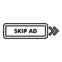 Skip ad button with arrows showing continuing playback vector