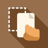 Hand dragging file icon with long shadow vector