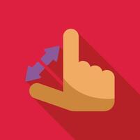Hand gesturing zoom in and out with two fingers on red background vector