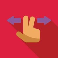 Two fingers scrolling or swiping on touchscreen with arrows showing direction vector