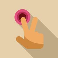 Hand pressing pink button with two fingers, touchscreen technology concept vector