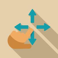 Hand selecting direction with four arrows pointing in different directions vector