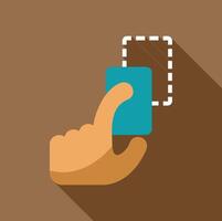 Hand tapping, dragging, and moving a rectangular shape with index finger, interactive design concept vector