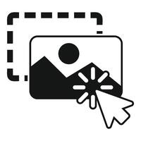 Image loading with mouse cursor and dotted lines, cropping and editing process vector