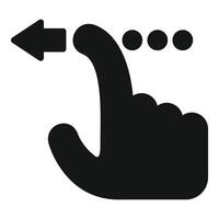 Finger swiping left on touchscreen with arrow icon vector