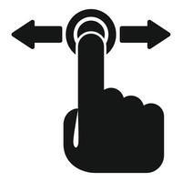 Finger pressing button and scrolling right and left vector