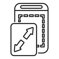 Smartphone showing drag and drop feature with two arrows and dotted lines vector