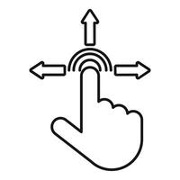Hand gesturing multi directional touch screen control with arrows, vector