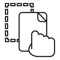 Interactive digital document with hand clicking and dotted line connection vector