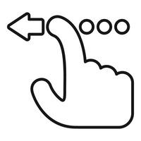 Finger touching and swiping left on touchscreen with arrow and dots indicating motion vector