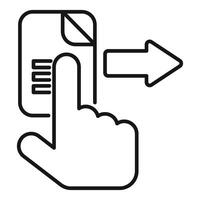 Hand pointing sending document with barcode, transferring information securely vector