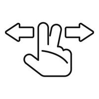 Two fingers scrolling gesture on touchscreen with arrows indicating horizontal movement vector