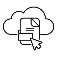 Cursor clicking document in cloud storage representing online data management vector