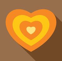 Orange heart showing love and affection with concentric shapes vector