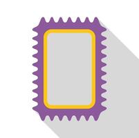 Rectangular purple blank postage stamp with yellow border and serrated edges vector