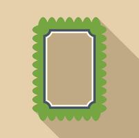 Decorative rectangular frame with scalloped green border and beige background vector