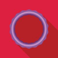 Purple scalloped circular frame casting a shadow on a red background vector