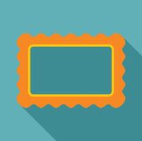 Orange wavy blank rectangular postage stamp with yellow border on turquoise background vector