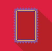 Blank rectangular postage stamp with serrated edges on red background vector