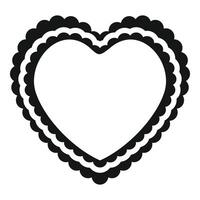Black heart shape with frilled edges creating a romantic frame vector