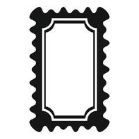 Black rectangular postage stamp with wavy edges and rounded corners vector