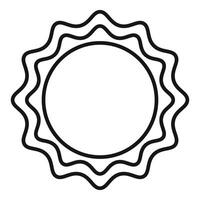 Sun shining with wavy rays in minimalist line art style vector