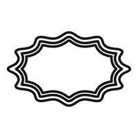Wavy sunburst shape creating empty oval frame with black outline vector