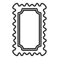 Simple line drawing of a blank rectangular postage stamp with wavy edges vector