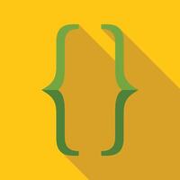 Curly brackets symbol representing coding and programming on yellow background vector