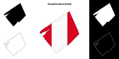 Annapolis county, Nova Scotia outline map set vector