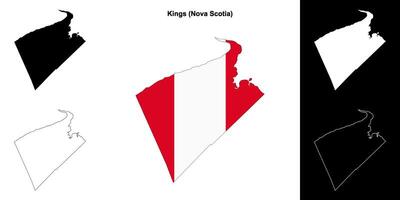 Kings county, Nova Scotia outline map set vector