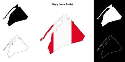 Digby county, Nova Scotia outline map set vector