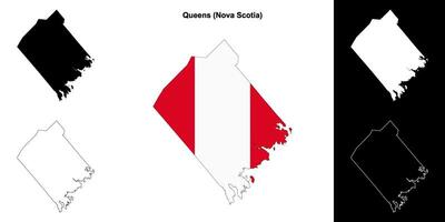 Queens county, Nova Scotia outline map set vector