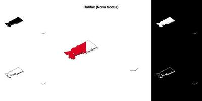 Halifax county, Nova Scotia outline map set vector
